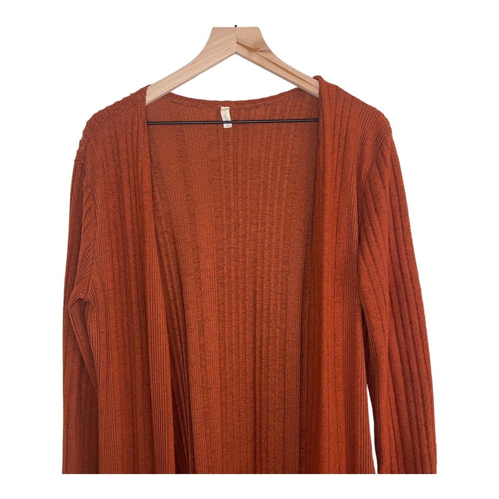 Pinkblush Rust Ribbed Longline Open Front Cardigan - Picture 3 of 13